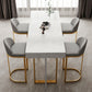 Indoor Modern Pub Dining Set 1/2/5 Pieces White Stone Top Bar Pub Table Set 5 Pieces: White Table, 4 Gray Stools Clearhalo 'Bar Furniture' 'furn' 'furn_home_bar_bar_sets' 'Furniture' 'Home Bars & Bar Sets' 'home_bar_bar_sets' 'Kitchen & Dining Furniture' 5758736