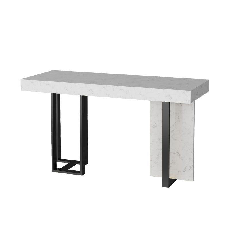 Indoor Modern Pub Dining Set 1/2/5 Pieces White Stone Top Bar Pub Table Set Black 78.7"L x 17.7"W Clearhalo 'Bar Furniture' 'furn' 'furn_home_bar_bar_sets' 'Furniture' 'Home Bars & Bar Sets' 'home_bar_bar_sets' 'Kitchen & Dining Furniture' 5758741