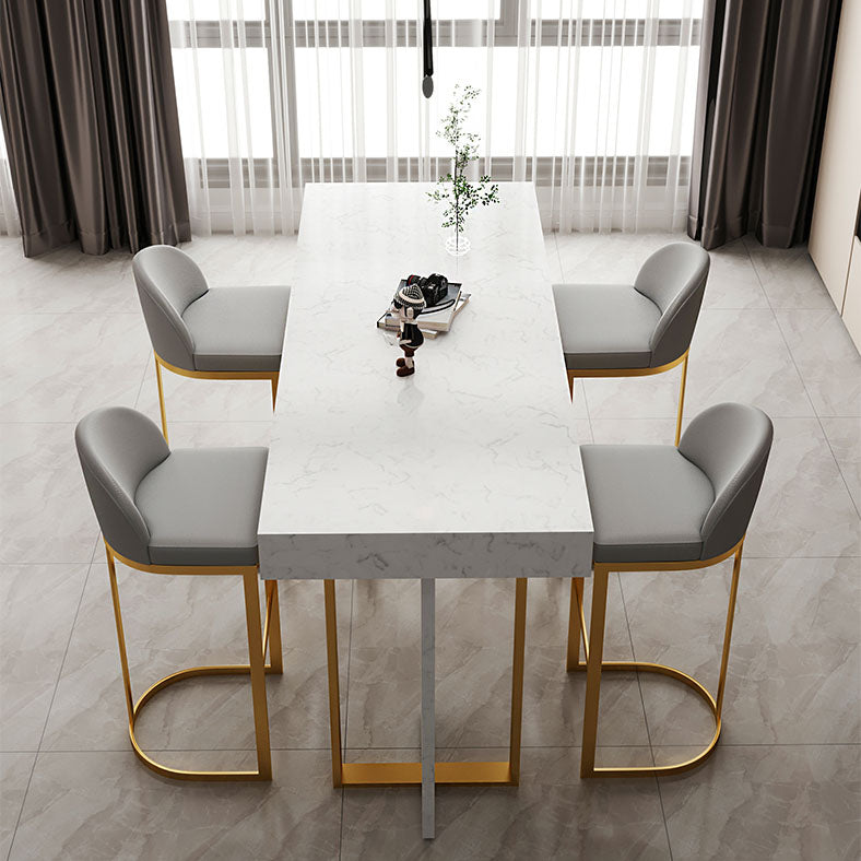 Indoor Modern Pub Dining Set 1/2/5 Pieces White Stone Top Bar Pub Table Set Clearhalo 'Bar Furniture' 'furn' 'furn_home_bar_bar_sets' 'Furniture' 'Home Bars & Bar Sets' 'home_bar_bar_sets' 'Kitchen & Dining Furniture' 5758747