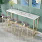 Glam Pub Table with Gold Metal Trestle Rectangle Wood Top Bar Table 78.7"L x 15.7"W x 41.3"H Without Chairs Clearhalo 'Bar Furniture' 'Bar Tables' 'bar_tables' 'furn' 'furn_bar_tables' 'Furniture' 'Kitchen & Dining Furniture' 5758774
