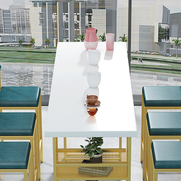 Glam Style Pub Table with Metal Base Rectangle Solid Wood Top Bar Table Clearhalo 'Bar Furniture' 'Bar Tables' 'bar_tables' 'furn' 'furn_bar_tables' 'Furniture' 'Kitchen & Dining Furniture' 5758797