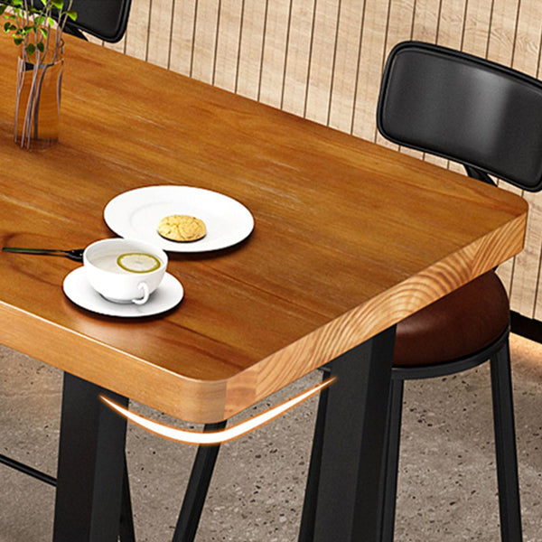 Mesa de barra de madera de pino marrón mesa de pub industrial con caballete de metal