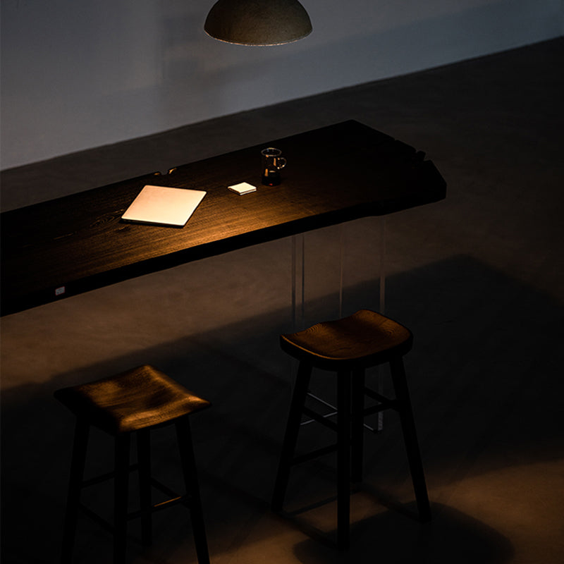 Bartisch mit schwarzer Eschenholzplatte und Acrylbasis, moderner Pub-Tisch mit doppeltem Sockel