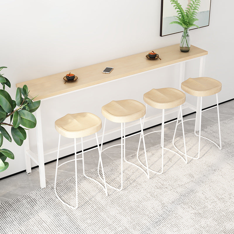 Tavolo da bar per top in legno massiccio naturale a finitura moderna in metallo bianco tavolo da pub