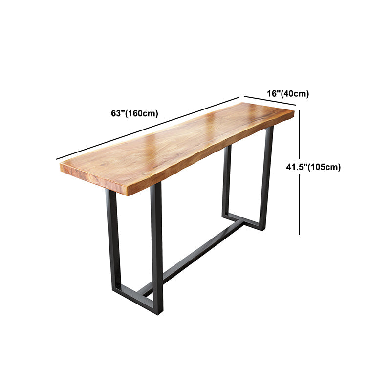 Tavolo da barra in legno massiccio marrone chiaro moderno tavolo da bistrot telaio metallico