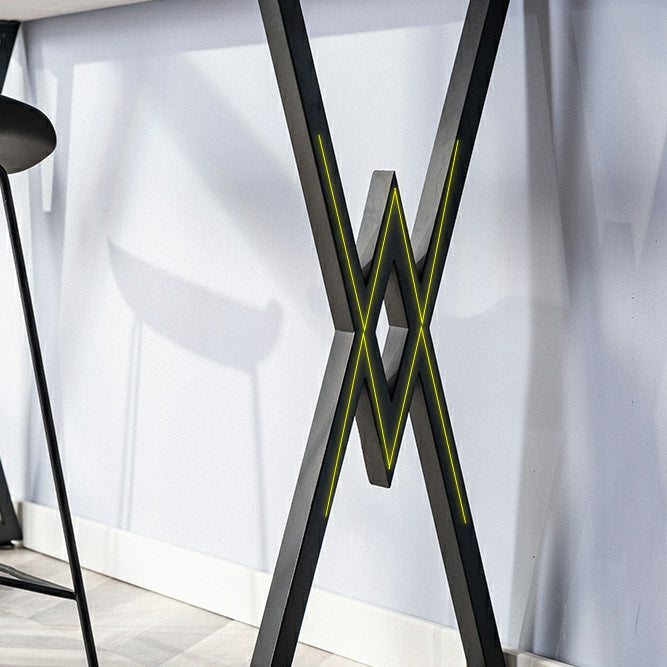 Tavolo da bar in legno in solido bianco tavolo da bistrot industriale con telaio in metallo nero