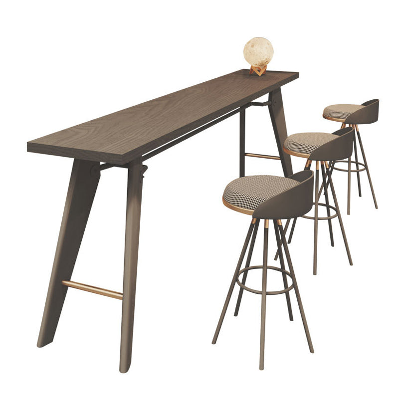Solid Wood Top Bistro Table Glam Style Metal Frame Pub Table Black Without Chairs Clearhalo 'Bar Furniture' 'Bar Tables' 'bar_tables' 'furn' 'furn_bar_tables' 'Furniture' 'Kitchen & Dining Furniture' 5759001