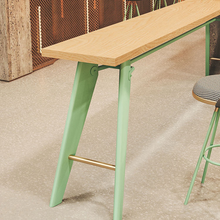 Solid Wood Top Bistro Table Glam Style Metal Frame Pub Table Clearhalo 'Bar Furniture' 'Bar Tables' 'bar_tables' 'furn' 'furn_bar_tables' 'Furniture' 'Kitchen & Dining Furniture' 5759006