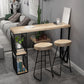 Natural Finish Solid Wood Top Bar Table Contemporary Metal Frame Pub Table