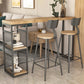 Natural Finish Solid Wood Top Bar Table Contemporary Metal Frame Pub Table