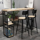 Natural Finish Solid Wood Top Bar Table Contemporary Metal Frame Pub Table
