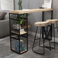 Natural Finish Solid Wood Top Bar Table Contemporary Metal Frame Pub Table