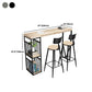 Natural Finish Solid Wood Top Bar Table Contemporary Metal Frame Pub Table