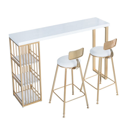 Tavolo da barra top in legno massiccio rettangolo tavolo da pub glam con conservazione in metallo