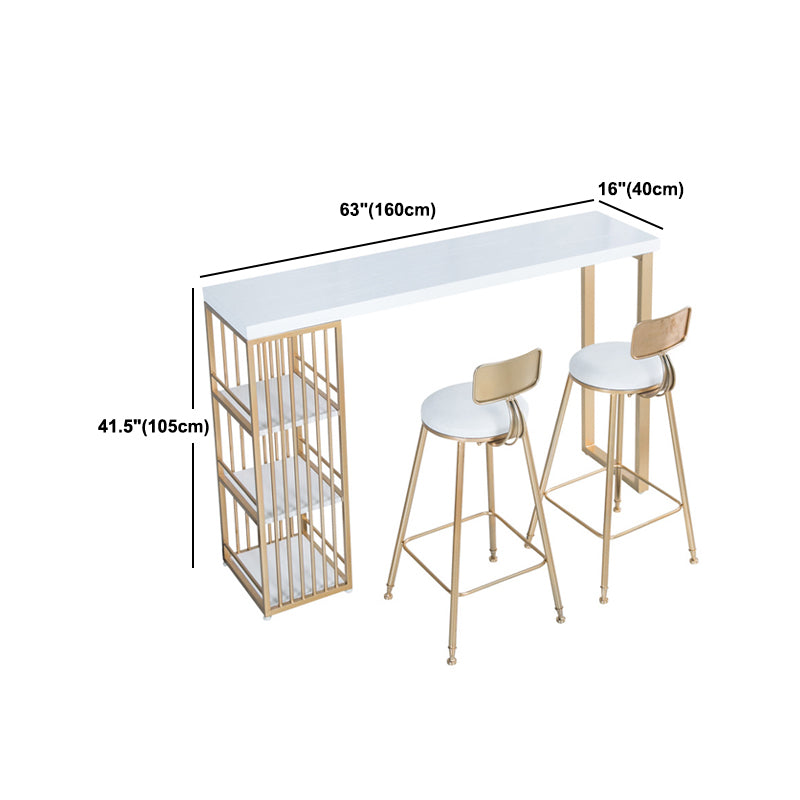 Tavolo da barra top in legno massiccio rettangolo tavolo da pub glam con conservazione in metallo