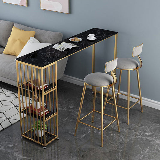 Tavolo da bar rettangolo superiore in marmo artificiale tavolo da pub lussuoso con doppio piedistallo