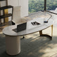 Glam Office Desk Curved Executive Desk with 3 Storage Drawers Clearhalo 'furn' 'furn_office_desk' 'Furniture' 'Office Desks' 'Office Furniture' 'office_desk' 5759271