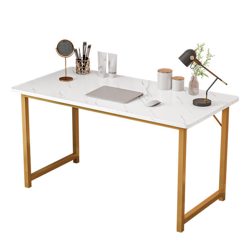 Scrivania rettangolare da ufficio glam di scrittura in legno con gambe metalliche