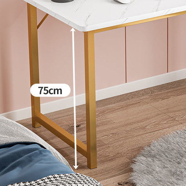 Scrivania rettangolare da ufficio glam di scrittura in legno con gambe metalliche