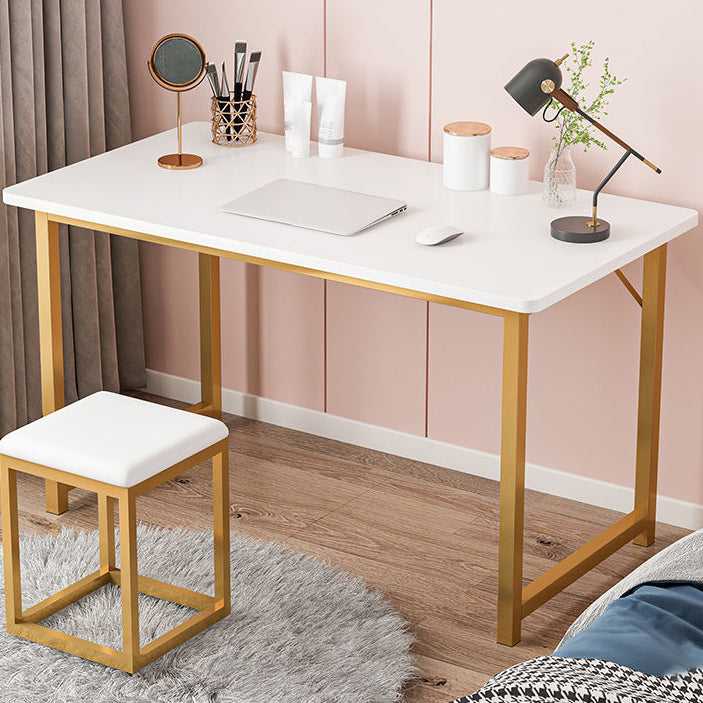 Scrivania rettangolare da ufficio glam di scrittura in legno con gambe metalliche