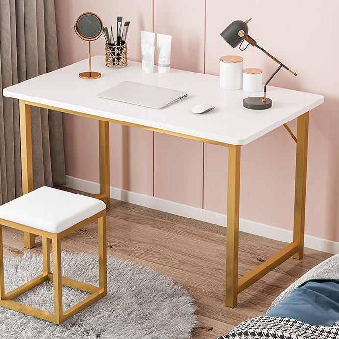 Scrivania rettangolare da ufficio glam di scrittura in legno con gambe metalliche