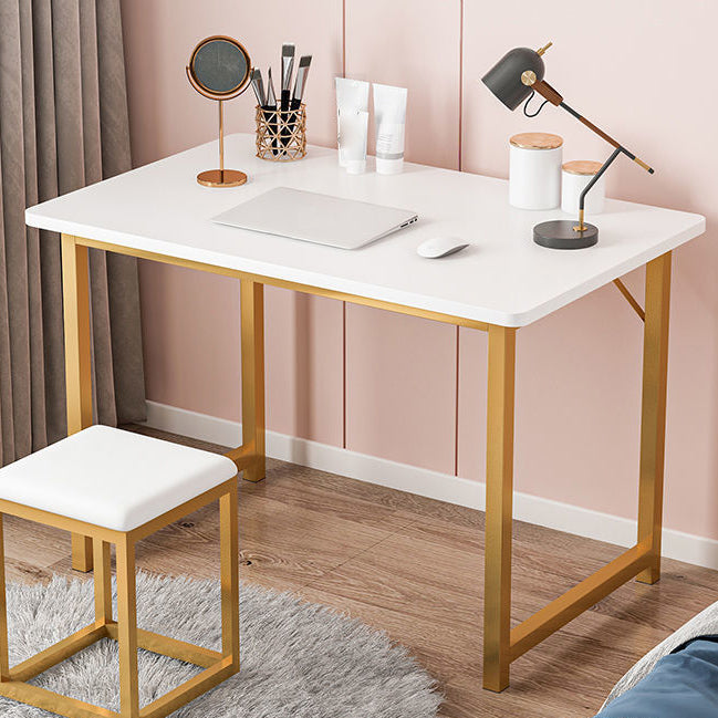 Scrivania rettangolare da ufficio glam di scrittura in legno con gambe metalliche