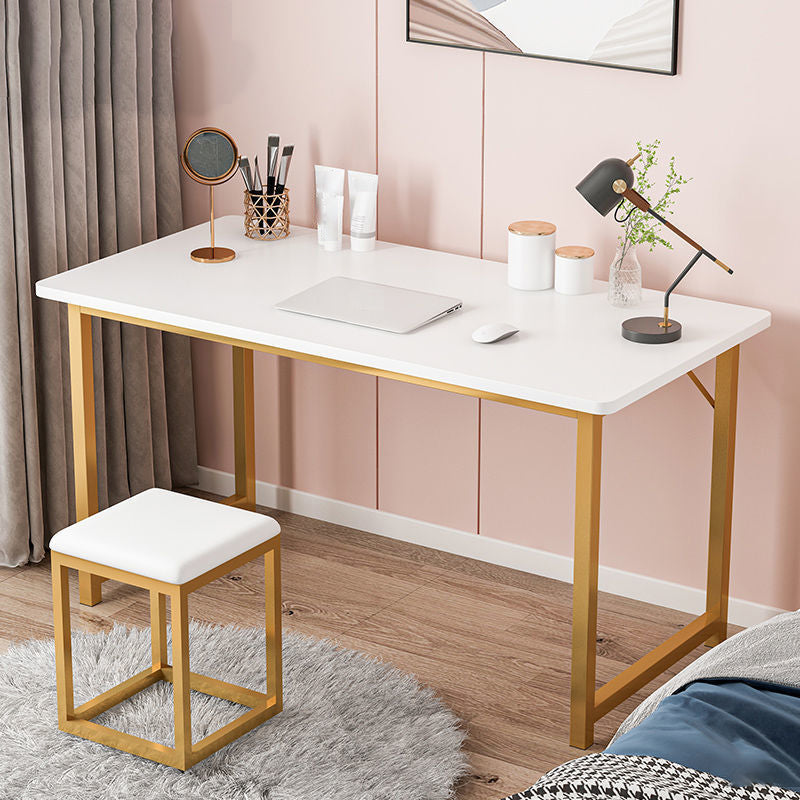 Scrivania rettangolare da ufficio glam di scrittura in legno con gambe metalliche