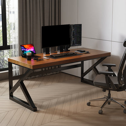 Tavolo da laptop rettangolare rettangolare da scrivania in legno massiccio contemporaneo