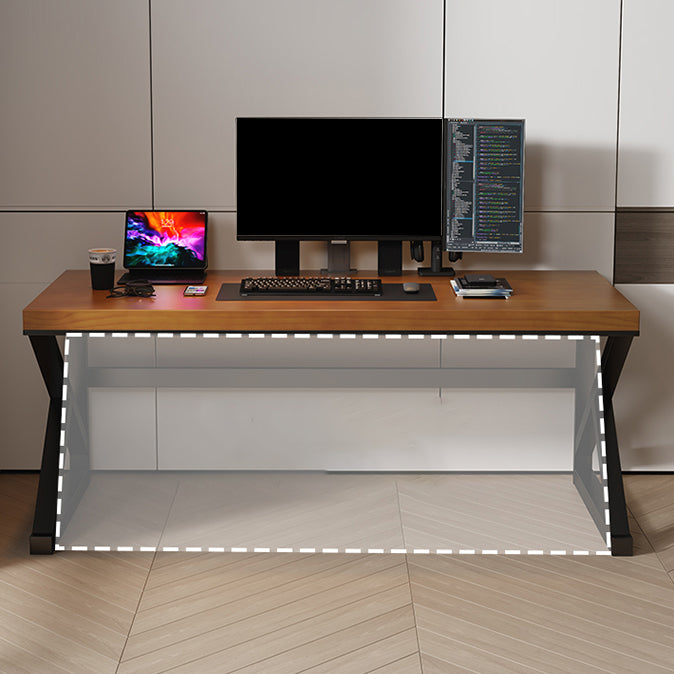 Tavolo da laptop rettangolare rettangolare da scrivania in legno massiccio contemporaneo