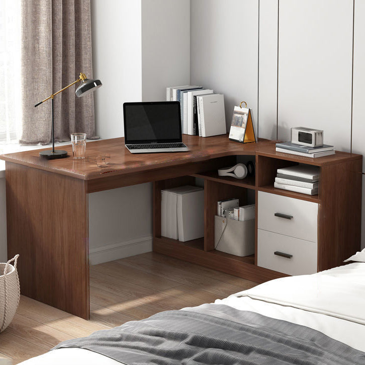 Contemporary Home Credenza Desk Rectangular Wooden Writing Desk 39.4"L x 19.7"W x 29.5"H Walnut Clearhalo 'furn' 'furn_office_desk' 'Furniture' 'Office Desks' 'Office Furniture' 'office_desk' 5759496