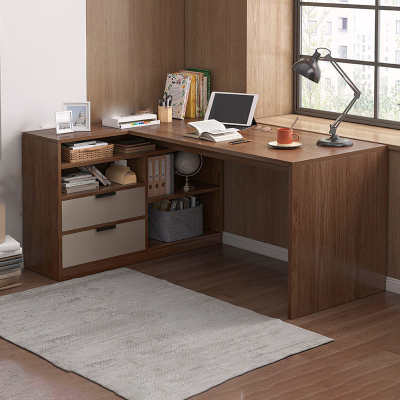 Contemporary Home Credenza Desk Rectangular Wooden Writing Desk 47.2"L x 32.3"W x 30.3"H Nut-Brown Clearhalo 'furn' 'furn_office_desk' 'Furniture' 'Office Desks' 'Office Furniture' 'office_desk' 5759497