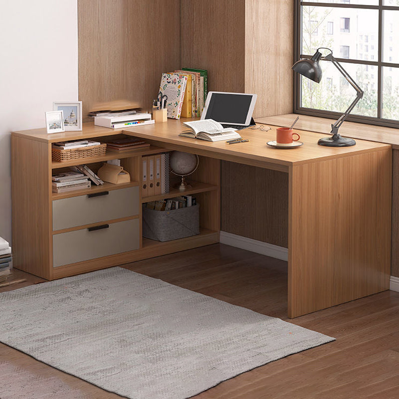 Contemporary Home Credenza Desk Rectangular Wooden Writing Desk 55.1"L x 32.3"W x 30.3"H Natural Clearhalo 'furn' 'furn_office_desk' 'Furniture' 'Office Desks' 'Office Furniture' 'office_desk' 5759504