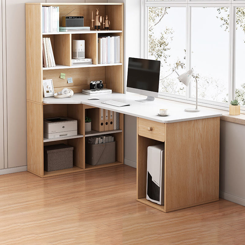 Contemporary Home Credenza Desk Rectangular Wooden Writing Desk 47.2"L x 23.6"W x 63"H Natural Clearhalo 'furn' 'furn_office_desk' 'Furniture' 'Office Desks' 'Office Furniture' 'office_desk' 5759507