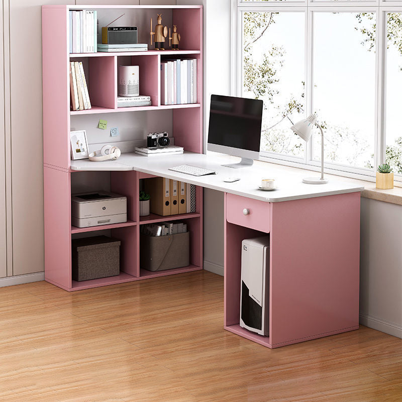 Contemporary Home Credenza Desk Rectangular Wooden Writing Desk 47.2"L x 23.6"W x 63"H Pink Clearhalo 'furn' 'furn_office_desk' 'Furniture' 'Office Desks' 'Office Furniture' 'office_desk' 5759510