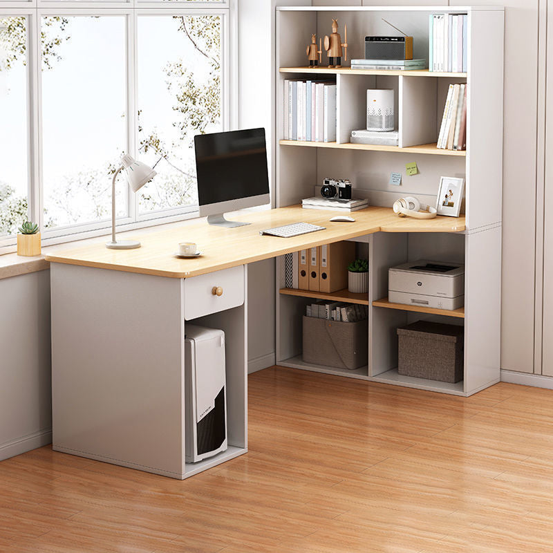 Contemporary Home Credenza Desk Rectangular Wooden Writing Desk 55.1"L x 31.5"W x 63"H Off-White Clearhalo 'furn' 'furn_office_desk' 'Furniture' 'Office Desks' 'Office Furniture' 'office_desk' 5759514