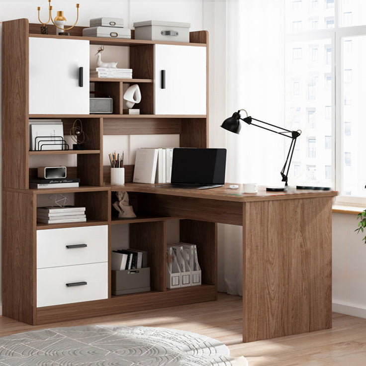 Contemporary Home Credenza Desk Rectangular Wooden Writing Desk 47.2"L x 19.7"W x 68.9"H Nut-Brown Clearhalo 'furn' 'furn_office_desk' 'Furniture' 'Office Desks' 'Office Furniture' 'office_desk' 5759522