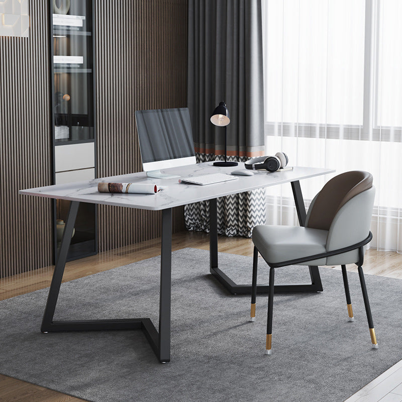 Escritorio de escritura de 29.5 "H escritorio de oficina contemporáneo con patas de metal