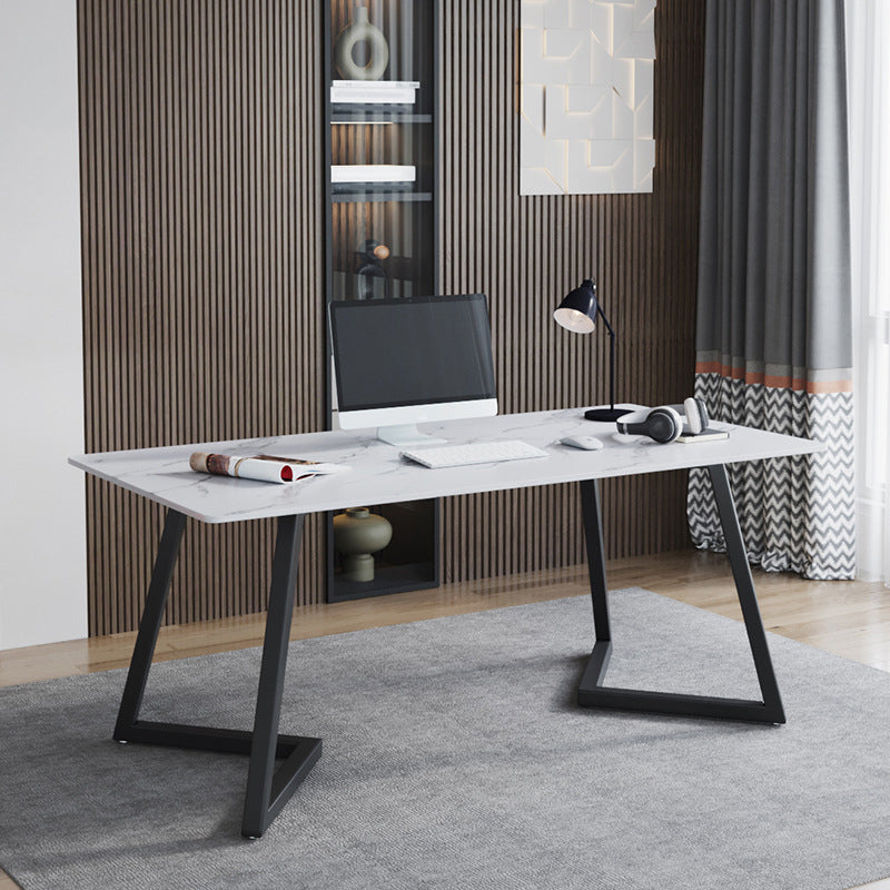 Escritorio de escritura de 29.5 "H escritorio de oficina contemporáneo con patas de metal