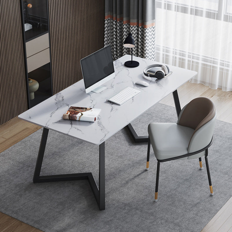 Escritorio de escritura de 29.5 "H escritorio de oficina contemporáneo con patas de metal