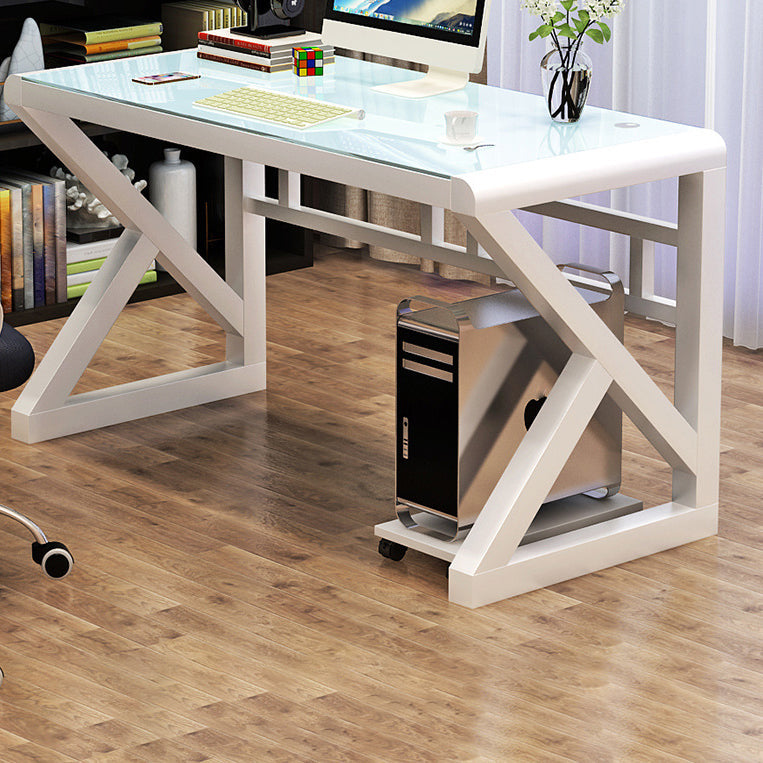 29,5 "H Desk da gioco contemporaneo di gestione del vetro di gestione del computer scrivania per computer