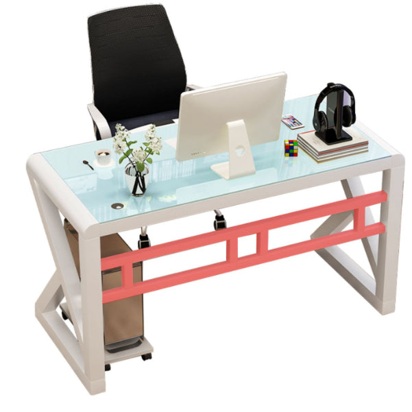 29,5 "H Desk da gioco contemporaneo di gestione del vetro di gestione del computer scrivania per computer