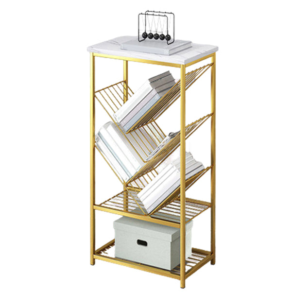 Modern Metal Book Shelf Home Open Back Bookcase with Shelves 15.7"L x 9.8"W x 34.6"H Gold Clearhalo 'Bookcases' 'furn' 'furn_bookcases' 'Furniture' 'Office Furniture' 5759768