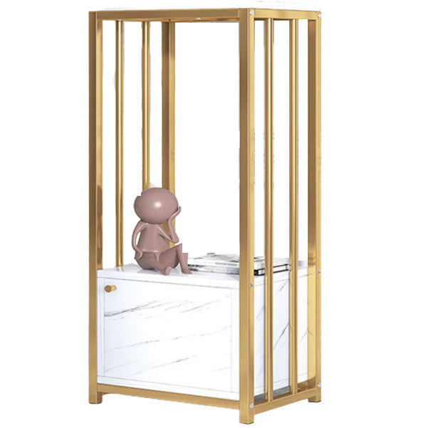 Modern Metal Book Shelf Home Open Back Bookcase with Shelves 11.8"L x 9.4"W x 38.2"H Gold Clearhalo 'Bookcases' 'furn' 'furn_bookcases' 'Furniture' 'Office Furniture' 5759771