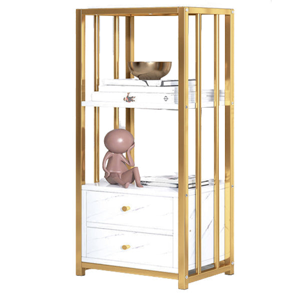 Modern Metal Book Shelf Home Open Back Bookcase with Shelves 11.8"L x 9.4"W x 38.2"H White Clearhalo 'Bookcases' 'furn' 'furn_bookcases' 'Furniture' 'Office Furniture' 5759773