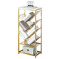 Modern Metal Book Shelf Home Open Back Bookcase with Shelves 15.7"L x 9.8"W x 42.5"H Gold Clearhalo 'Bookcases' 'furn' 'furn_bookcases' 'Furniture' 'Office Furniture' 5759777