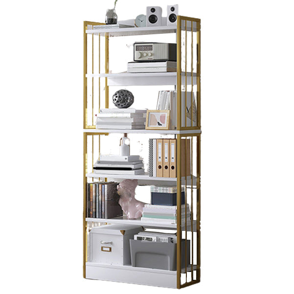 Modern Metal Book Shelf Home Open Back Bookcase with Shelves 23.6"L x 9.4"W x 59.1"H White Clearhalo 'Bookcases' 'furn' 'furn_bookcases' 'Furniture' 'Office Furniture' 5759783