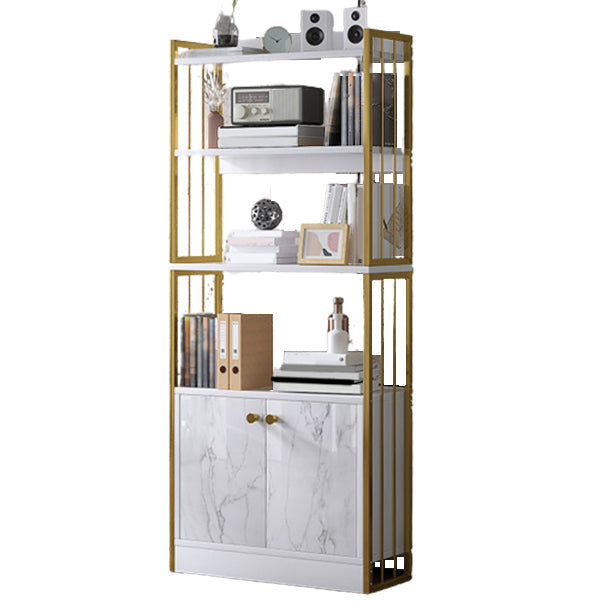 Modern Metal Book Shelf Home Open Back Bookcase with Shelves 23.6"L x 9.4"W x 59.1"H Gold Clearhalo 'Bookcases' 'furn' 'furn_bookcases' 'Furniture' 'Office Furniture' 5759785