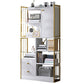 Modern Metal Book Shelf Home Open Back Bookcase with Shelves 31.5"L x 9.4"W x 59.1"H White Clearhalo 'Bookcases' 'furn' 'furn_bookcases' 'Furniture' 'Office Furniture' 5759786