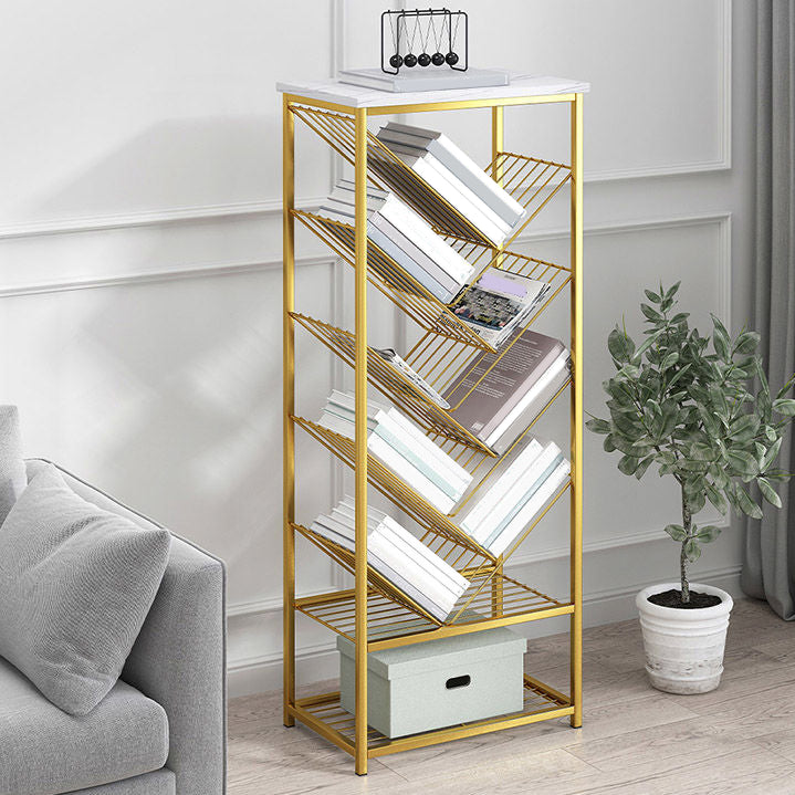 Modern Metal Book Shelf Home Open Back Bookcase with Shelves Clearhalo 'Bookcases' 'furn' 'furn_bookcases' 'Furniture' 'Office Furniture' 5759787
