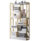 Modern Metal Book Shelf Home Open Back Bookcase with Shelves 31.5"L x 9.4"W x 59.1"H Gold Clearhalo 'Bookcases' 'furn' 'furn_bookcases' 'Furniture' 'Office Furniture' 5759789